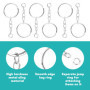 100PCS Anneau Porte Clé avec Chaîne,25 mm Attache Porte Clé, Split Porte Clef Anneaux Lot Métal Porte Anneau fendu Anneau Porte 