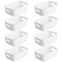 Bgfuni Lot de 8 Panier de Rangement en Plastique Blanc, Panier avec Anse pour Placards Empilables, Cuisine, Chambre,Salle de bai