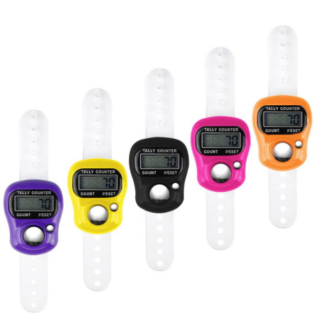 Gvolatee Pack de 5 Compteurs de Doigts, Compteur de Doigts Clicker Compteur de Lignes Mini Compteur de Mains, Affichage LCD à 5 