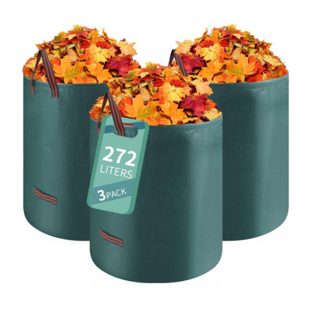 Hibisaws 3*272L Sac Jardinage Dechets,Sac Dechets Verts Resistant Indéchirables,Sac Vegetaux Jardin Avec Poignée,Sac de jardin d