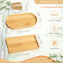 Rebanky 4 Pcs Plateau en Bambou Rectangulaire Ovales Plateau de Service en Bambou Petit Plante Bois Soucoupe Plante pour Café,Pa