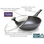 Home Icon Poêle Wok Induction en Aluminium avec Couvercle - Wok Antiadhésive avec Poignée Amovible Compatible avec Tous Les Feux