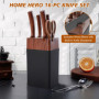 Set Couteaux de Cuisine 7 Pièces avec Porte Couteau Professionnel - Lames Acier Inoxydable Aiguisées, Manches Ergonomiques Antid