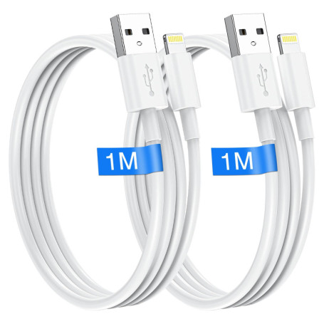 Câble iPhone 1M Lot de 2 Cable iphone charge rapide Certifié MFi Chargeur iphone Lightning vers USB Original Ultra Résistant Cab