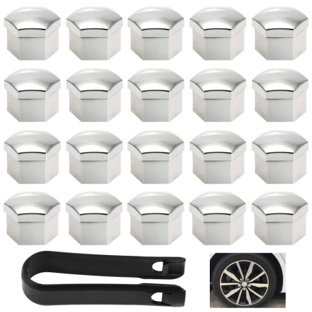 N/S MoK 20 Pièces Cache Ecrou 17 mm, Ecrou Couvre avec Outil Demontage, Écrou de Roue de Jante Cache, pour Voitures, Capuchon de