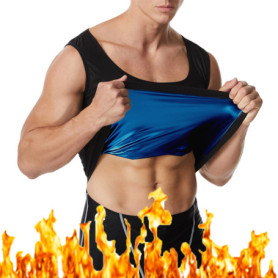 DUGEGAYL Debardeur Sudation Homme, Vêtements de Sudation, Gilet de Minceur Fitness T-Shirt Effet Sauna Sport Body Shaper, pour E