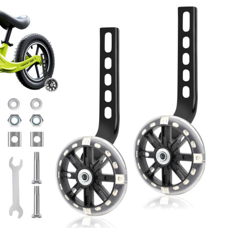 Stabilisateur Velo Enfant, Auxiliaire Roue Bicyclette, Roulette Velo Universelle pour Vélos 12-20 Pouces, Roues D'entraînement R