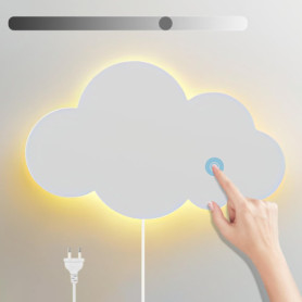 LED Applique Murale avec Interrupteur Tactile Veilleuse Enfant Dimmable Lampe Murale avec Prise Blanc Chaud Interieur Lampe de C