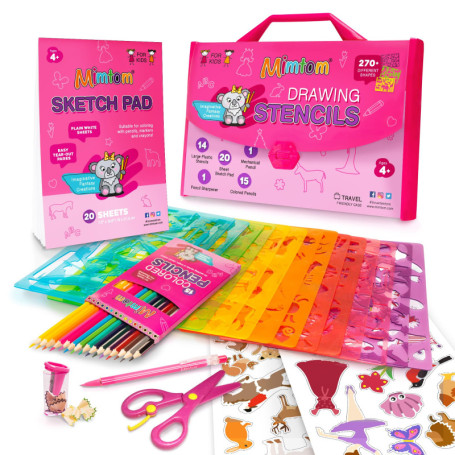 Mimtom Pochoirs pour Garçons et Filles | Ensemble de 51 Pochoirs pour Arts Plastiques avec plus de 270 Formes à Tracer pour Libé