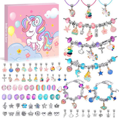 WEVOL Cadeau Fille 5-13 Ans Enfant Jouet Bijoux DIY Charms Bracelet Kit Fabrication Idée Cadeau 5 6 7 8 9 10 11 12 13 Ans Cadeau