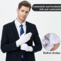 MATORD Gants Blancs Surpiqués en Nylon - 2 Paires Avec Boutons Pression pour Policier, Formel Smoking, Inspection de Bijoux