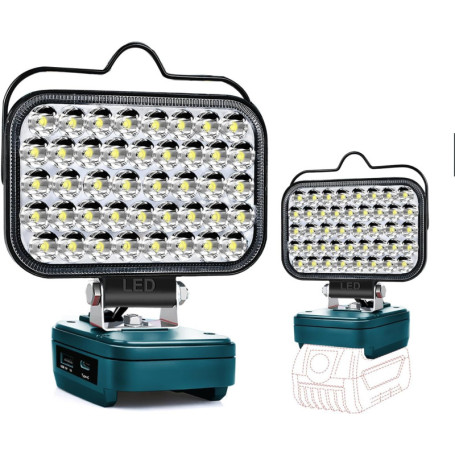 Lampe Led Rechargeable Pour Batterie Bosch 18V,80W Baladeuse Lampe 8000LM de Chantier Alimenté Par Pile, Projecteur avec Charge 