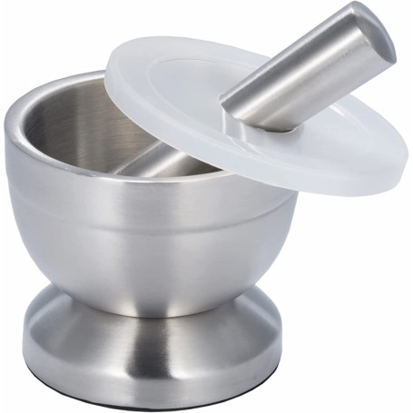 Mortier en acier inoxydable avec pilon de qualité alimentaire Pestle and Mortar - Diamètre : 10 cm