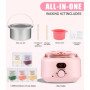 Chauffe cire epilation professionnelle, kit epilation cire 5 paquets de perles d’épilation, 1 bol en silicone et 30 bâtonnets de