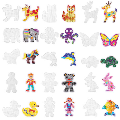 Zhufas Lot de 15 Plaque Perle a Repasser,Panneaux de Perles à Repasser avec 15 Pièces de Cartes Colorées, Support Plaque pour Pe