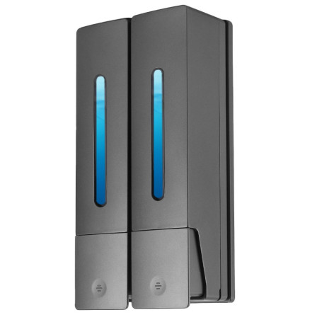 Yuirshion Lot de 2 distributeurs de savon mural, 400 ml, sans perçage, pour lavabo, salle de bain, lotion pour cuisine et salle 