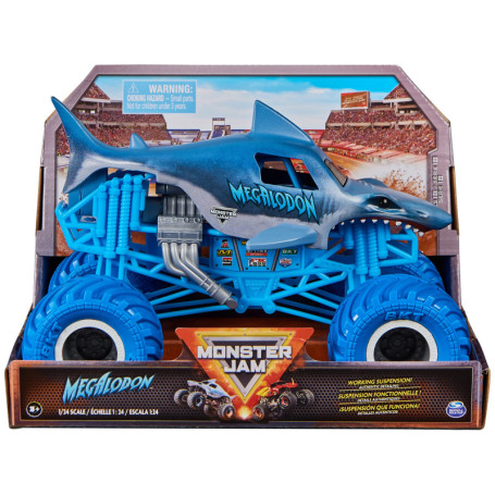 Monster Jam, Camion Monstre Officiel Megalodon - Véhicule moulé sous Pression à l'échelle 1:24 - Jouet pour Enfants à partir de 