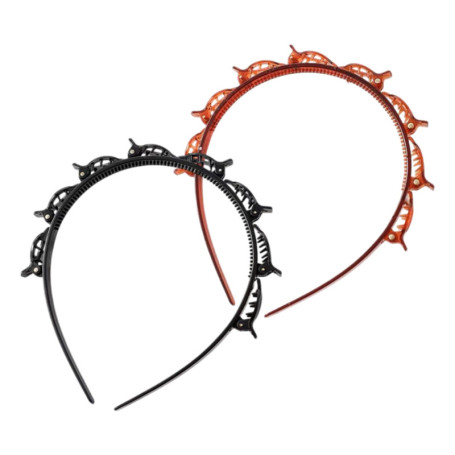 Lot de 2 serre-têtes avec pinces,pinces à cheveux tressées,bandeaux tressés,Braid Hairband,ouble Bangs coiffure épingle à cheveu