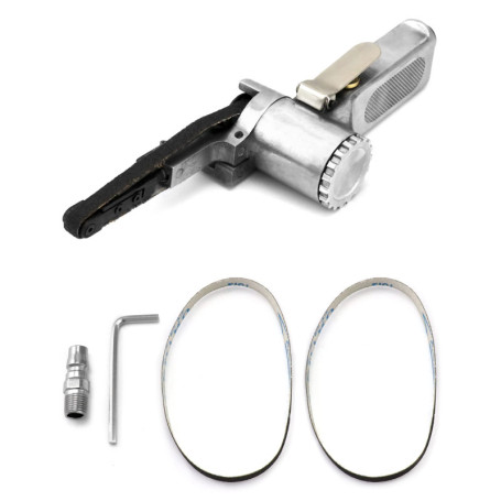 QWORK® Ponceuse polisseuse à bandes avec 6 pièces Bande 330 * 10 mm , pour le polissage du plastique, de l'aluminium, du fer, bo