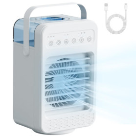 Ventilateur Climatiseur Mobile, mini Climatiseur Portable, Refroidisseur d'air 4 en 1 avec 70° Oscillation,4 Vitesses de Ventila