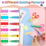 Lot de 6 Ciseaux de Bricolage pour Enfants avec 6 Perforatrices à Papier, 6 Formes de Coupe Différentes, Ciseaux à Papier pour E
