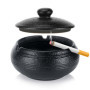Collazoey cendrier extérieur, cendrier en céramique avec couvercle, céramique rétro noire, adapté à la maison, pour fumeurs,cend
