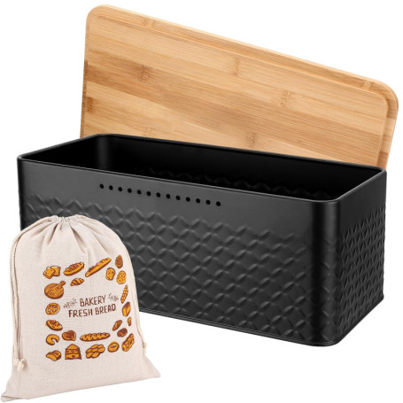 ROYOUZI Boîte à Pain, Boite à Pain en Métal, Boite a Pain avec Sac en Lin pour Une Fraîcheur Longue Durable, Couvercle de Bonne 