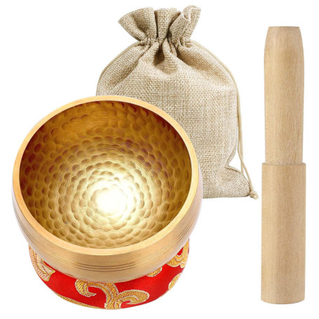 Ensemble de bols de chantant tibétain 8.5cm, Bol de Méditation avec Maillet en Bois et Coussin Bol Chantant, Bol Tibétain Chanta
