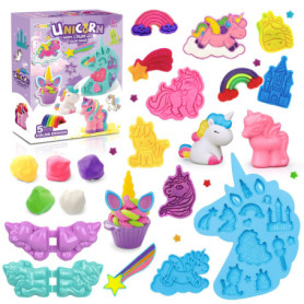 Pâte à modeler pour enfants à partir de 3 ans - Thème licorne Play Color Dough - Accessoires d'art et d'artisanat - Kit avec 11 