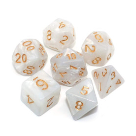 CREEBUY DND Jeu de dés polyédriques blanc nacré pour Donjons et Dragons D&D Pathfinder MTG Jeu de rôle RPG