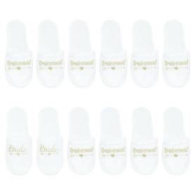 Sporgo Team Bride Pantoufles 6 paires : pantoufles pour mariage mariée demoiselle d'honneur Pantoufles de mariée Pantoufles de m