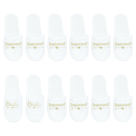 Sporgo Team Bride Pantoufles 6 paires : pantoufles pour mariage mariée demoiselle d'honneur Pantoufles de mariée Pantoufles de m