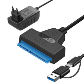 Cable sata to usb Adaptateur usb sata Compatible avec les disques durs externes et internes Adaptateur SSD/HDD 2,5 3,5 pouces Co