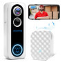 4MP Sonnette sans Fil avec Caméra Compatible avec Alexa, nicezing Exterieur Etanche Visiophone sans Fil avec Carillon, Message V