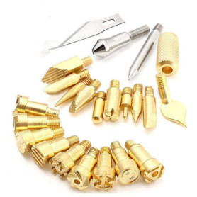 Chiloskit Lot de 23 outils de pyrogravure à bois avec pointe en fer pour débutants, anniversaires, Halloween, Noël