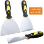 3 Pièces Jeu de Spatules en Acier Inoxydable, Couteau à Enduire avec Spatule à Manche en Plastique, Rayures de Couteau à Palette