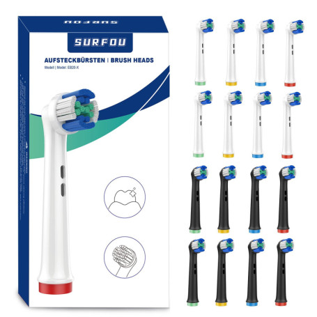 16 Unités Brossette Compatible Électrique Oral B Tête, Brosse à Rechange, Brossettes Électriques Sensitive Clean Dent, Electriqu