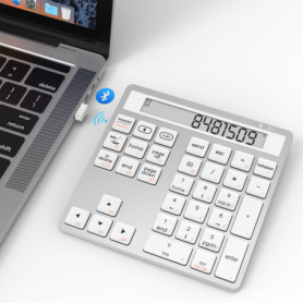 Suejezt Clavier numérique et Calculatrice sans Fil Bluetooth, 34 Touches Bluetooth et pavé numérique USB 2,4 G, Saisie de donnée