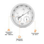 QWORK® 3 en 1 Station Météo Analogique en INOX, Baromètre, Thermomètre et Hygromètre pour Intérieur/Extérieur, Diamètre 14 cm