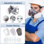 Masque Protection Réutilisable Avec Filtre Anti Poussière,Masque a Gaz Respiratoire avec Filtre pour Pulvérisation,Peinture,Trav