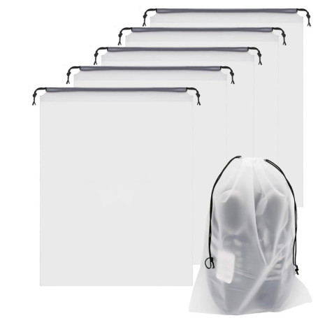 MEETTIKEY 5 Sacs à Chaussures, Sacs à Chaussures Transparents de Voyage avec Cordon de Serrage Organisateur de Chaussures pour H