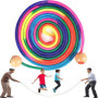 Corde a Sauter Pour Plusieurs Joueurs,5 Mètres Corde a Sauter Enfant,Cordes à Sauter Arc-en-Ciel Avec Poignée Ronde en Bois,Cord
