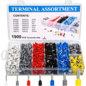 Lot de 1900 Embouts de Câble, Embouts de Câble Set, 0,5 mm² – 6mm², Set d'embout Cable Electrique Isolants Professionnels, Embou