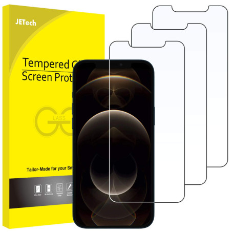 JETech Protection d'Écran pour iPhone 12 Pro Max 6,7 Pouces, Film en Verre Trempé, Lot de 3
