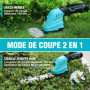 DURATECH Cisaille Sculpte-Haie Electrique, Taille-Herbes sans Fil 12V, Taille Haie Batterie 2000mAh, 2 Lames, Cisaille a Gazon L