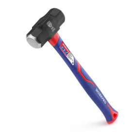 Massette 1,4 kg avec Manche en Fibre de Verre, Tête en Acier Forgé, Marteau Octogonal à Poignée Ergonomique Antidérapante pour J