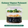 BELLA Cuiseur vapeur à 2 étages avec paniers empilables et base amovible pour une cuisson simultanée rapide - Fonction d’arrêt a