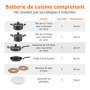 Amazon Basics Lot de 10 ustensiles, casseroles et poêles, empilables, anodisés, non adhésifs, gain de place, sans PFOA, Noir