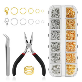 GlasFlength 1443 pièces Anneaux de Saut Ouverts, 4/5/6/8/10/12mm Anneaux Bijoux Fermoirs pour Homard avec Bague Ouverte Pince à 