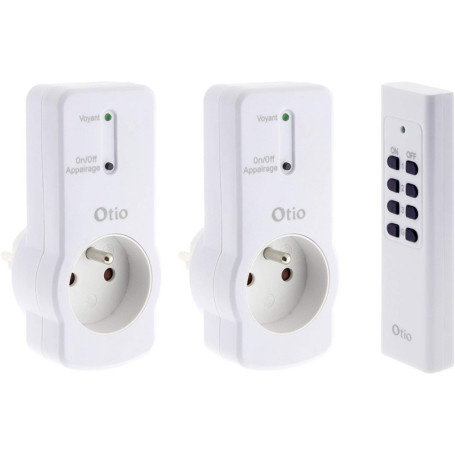 Zenitech - Lot de 2 prises 10A 2P+T télécommandées avec télécommande - Blanc